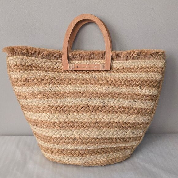 Antik Kraft Amelia Striped Jute Tote Anthropologie - Picture 2 of 8
